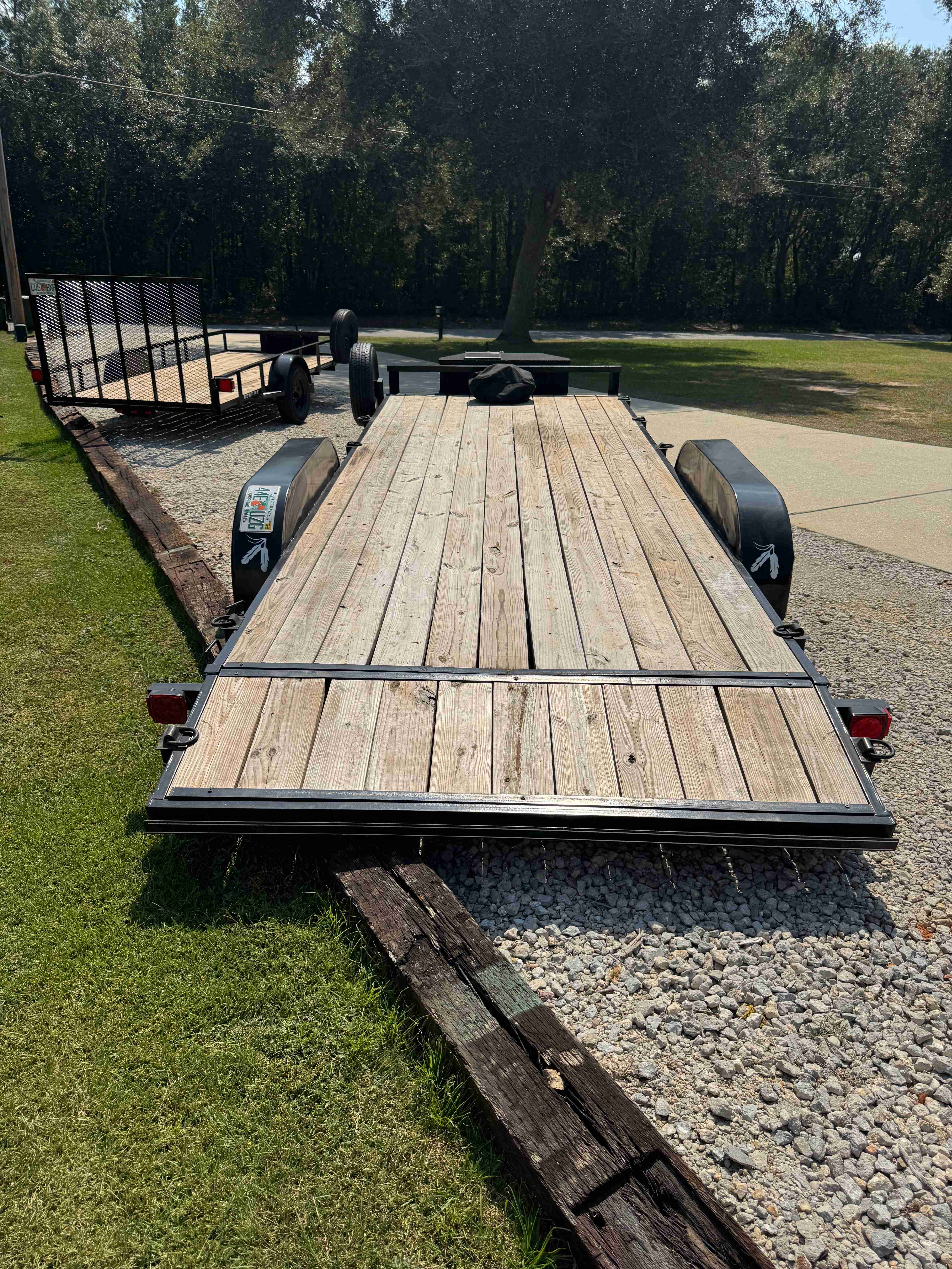 20ft Car Hauler Flatbed Trailer - Deck View showing 20x83 inch flatbed surface for vehicle transport