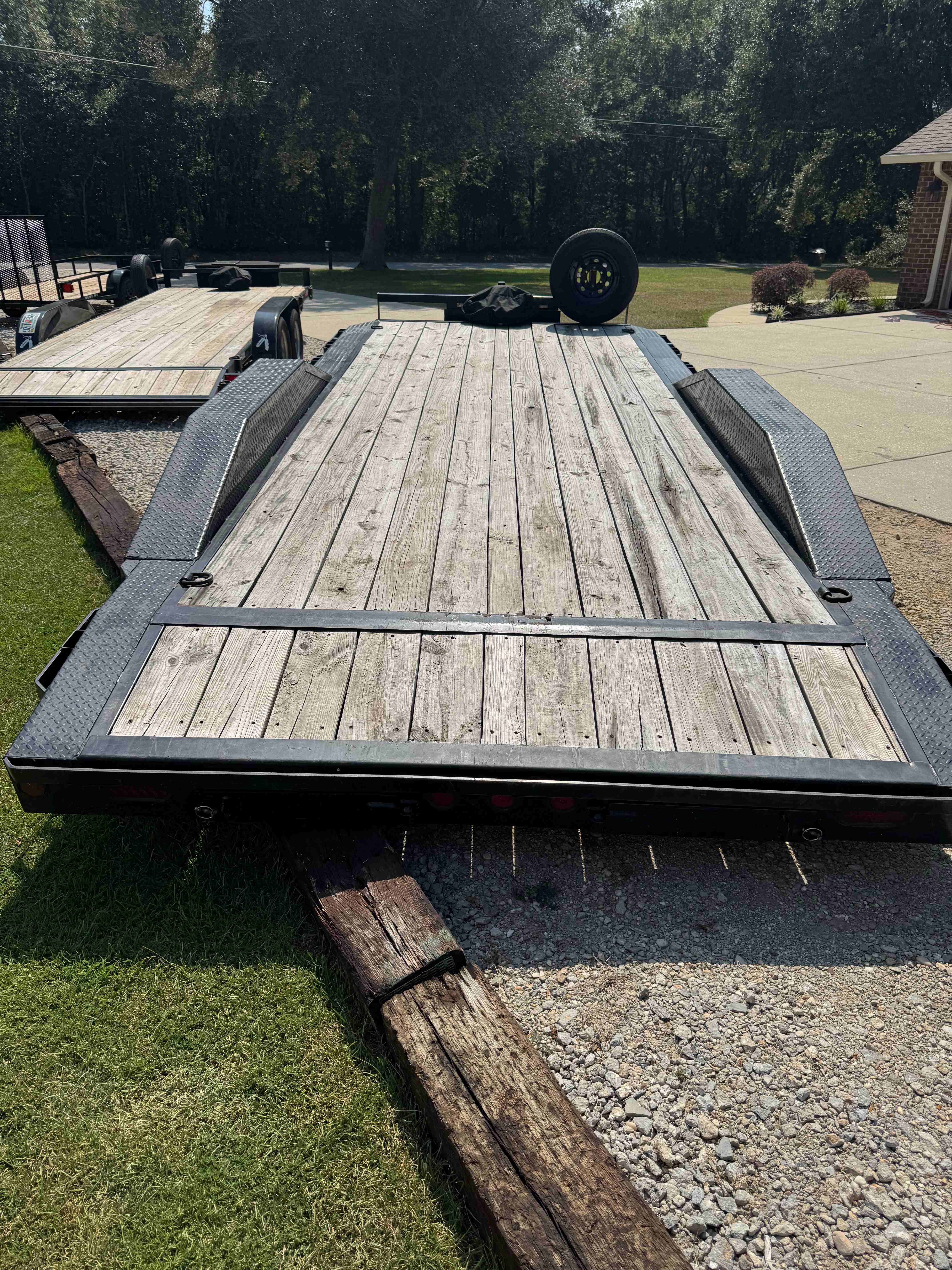 Ironbull 10k 102w Equipment Trailer - Deck View showing 20x102 inch wide deck for heavy equipment transport